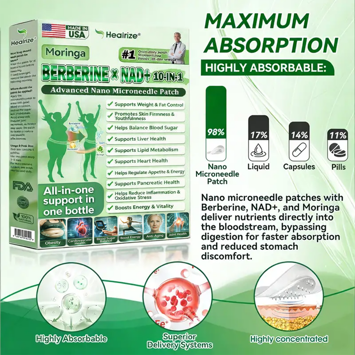 🔥Official Store| 🧑‍⚕️Healrize® Moringa × Berberine × AMPK 8-Benefit Slimming & Metabolic Nano Microneedle Patch 🇺🇸 Just once a day · Visible changes in 7 days ✅ For obesity, loose skin, diabetes, sleep apnea, joint issues, and more🔥