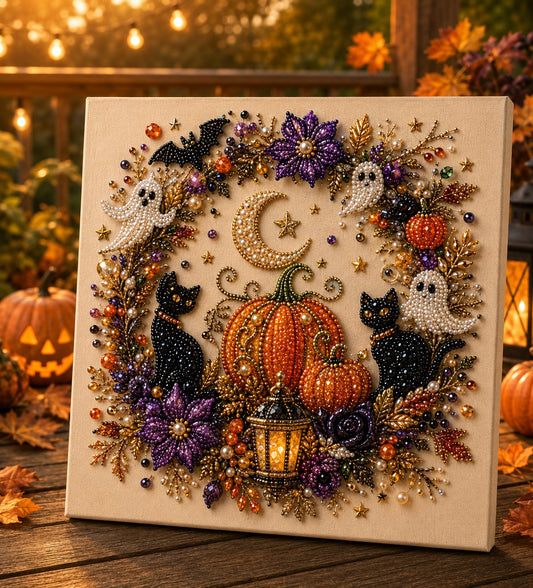 🔥 Last Day 49% OFF – 👻✨ Halloween Pearl Art DIY Kit – Turn Tiny Pearls into Spooky-Cute Magic