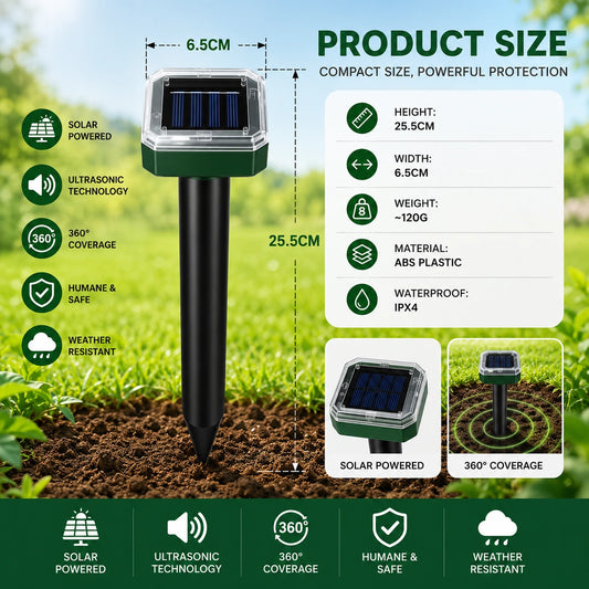 🌸Spring Sale 50% OFF☘️Solar Powered Waterproof Screw Mole Repellent