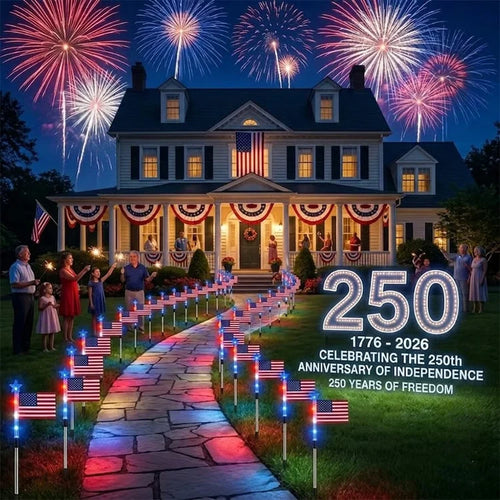 Solar American Flag Pathway Lights