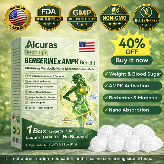 Official Store| Alcuras® Moringa × Berberine × AMPK 8-Benefit Slimming & Metabolic Nano Microneedle Patch 🇺🇸 Just once a day · Visible changes in 7 days ✅ For obesity, loose skin, diabetes, sleep apnea, joint issues, and more