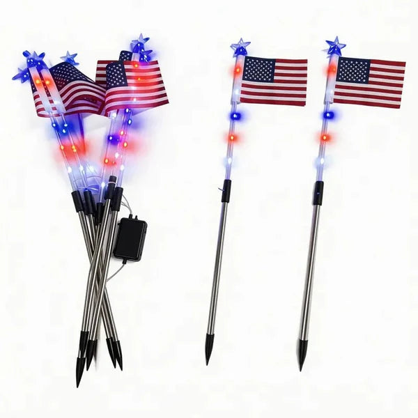 Solar American Flag Pathway Lights